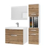 B BELINI GROUP BELINI Badkamermeubel Set PRI M3 - Badmeubelset 90 cm Goudbruin Mat met Wastafel en Spiegel - Wandmontage