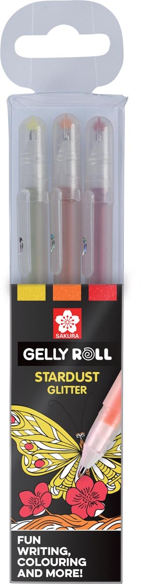 Sakura roller Gelly Roll Stardust Happy etui met 3 stuks in geassorteerde kleuren