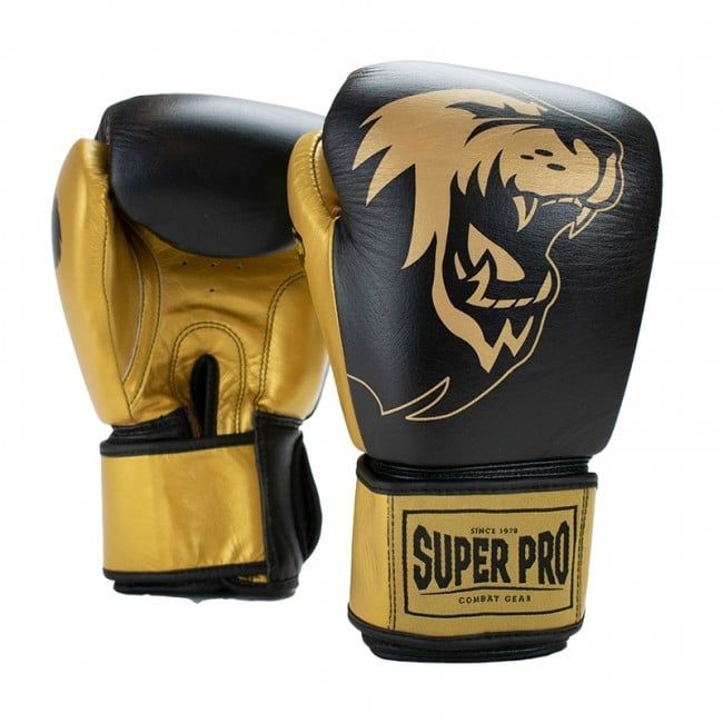 Super Pro Combat Gear Undisputed Punching Bag Boxing Gloves - Black/Gold - M