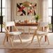OKWISH Eetkamerstoel Set Van 2 – Klapbaar Massief Hout Met Armleuningen – Stof – Beige