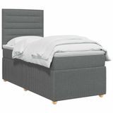 vidaXL LED Boxspringbed met Matras Donkergrijs 90 x 200 cm Stof