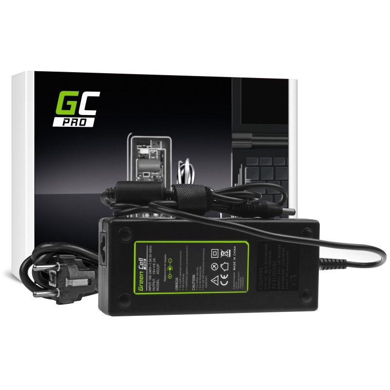 GREEN CELL PRO 120W Laptop Adapter for ASUS G56 G60 K73 K73S K73SD K73SV F750 X750 MSI GE70 GT780 - 19V 6.3A - Black