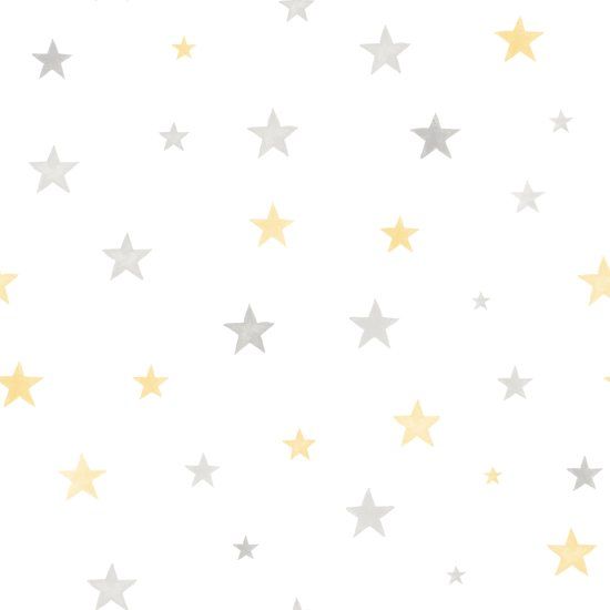 Dutch Wallcoverings Little Ones Stars grijs/geel - 5411012425807