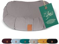 #DoYourYoga - Yoga kussen - »Ganesh« - halve maan meditatiekussen met bio-organische boekweit schalen vulling - 45x30x14 cm - cement grijs