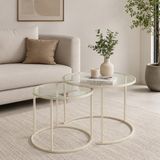 Asir - Ensemble de tables basses - Beige - 15 x 15 x 43 cm