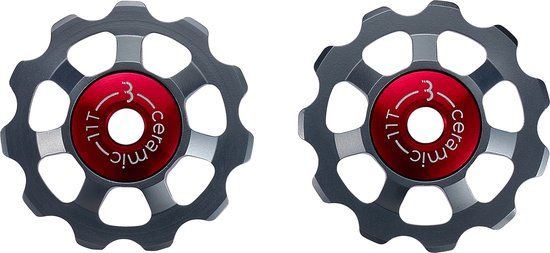 BBB Cycling Aluminium Keramische Derailleurwieltjes Shimano, Campagnolo & SRAM - 9-speed, 10-speed, 11-speed, 12-speed - Duurzaam - Grijs - 11T - AluBoys Ceramic 11T BDP-22