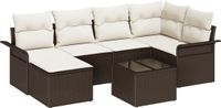 vidaXL Tuinbank Set 7-delig Bruin Polyrattan