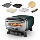 Ninja Artisan elektrische pizzaoven en airfryer met 4 kookfuncties | Serveerplank, Pizzasnijder, Pizzasteen van 30 cm, Pizzaschep, Bakplaat en airfry-mand, Groen MO201AMZEU