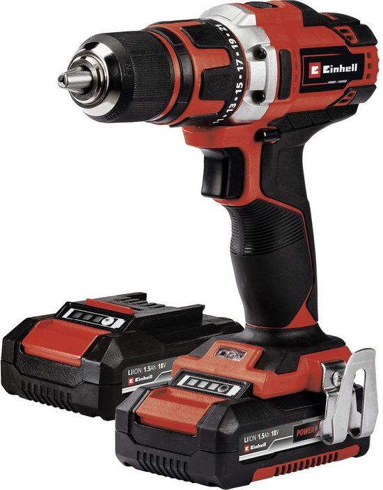 Einhell Accu Boor-/Schroefmachine TE-CD 18/40-1 Li Kit - Power X-Change - 18 V/Li-ion - 40 Nm - 0-400/0-1.500 t/min - Incl. 2x 1.5 Ah accu, lader en transport-/opbergkoffer