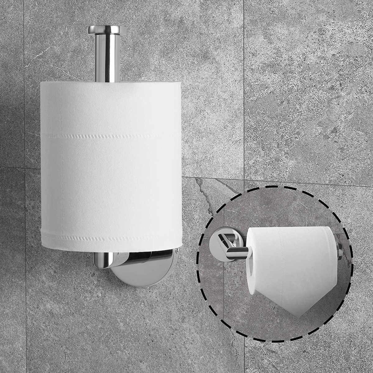 HITSLAM Chrome Toilet Roll Houder Wandmontage SUS 304 Rvs Zilver Toiletpapier Houder Waterdicht Rotateproof Toilet Tissue Houder voor Badkamer