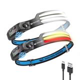 Smiling Shark LED Oplaadbare Koplamp, 230 ° Groothoek 2 Pack 3* Wit Licht Lichtgewicht Koplampen Bewegingssensor Waterdichte Koplamp voor Camping Wandelen Outdoor (Multicolor)
