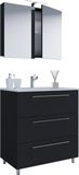 Badinos meuble de lavabo 3 pièces | meuble-lavabo largeur 60 cm | meuble de salle de bain sur pied avec trois tiroirs armoire à miroir