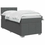 vidaXL Boxspringbed met matras, donkergrijs, 90 x 190 cm, gestoffeerd