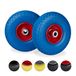 Relaxdays 2x steekwagenwiel 3.00-4, 100 kg draaglast, stalen velg, as met diameter 20 mm, 260 x 85 mm, blauw-rood