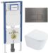 Geberit QeramiQ Dely Toiletset - 36.3x51.7cm - Diepspoel - Rimless - Geberit UP720 Inbouwreservoir - Softclose Toilet Zitting - Gunmetal Bedieningsplaat