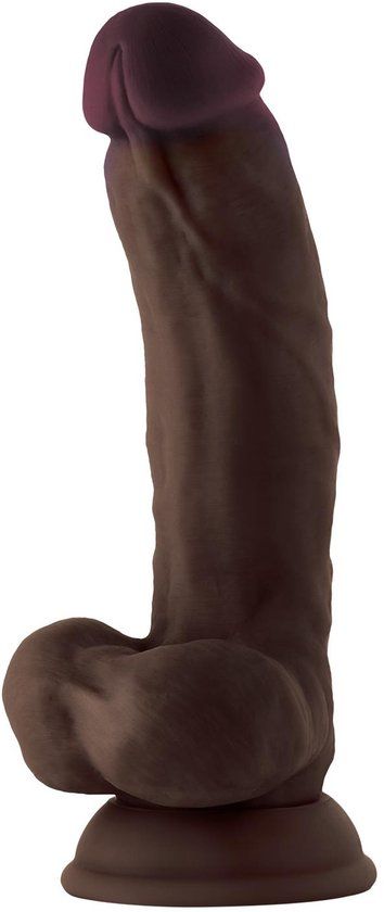 Shaft Model C 7.5 inch Liquid siliconen dildo met Balls Mahogany - Zwart - 2 cm