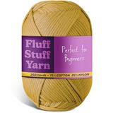 Zacht haakgaren en breien, beginnersgaren met gemakkelijk te zien naden, 227 m amigurumi-garen van katoen/nylon mix voor T-shirt, voor haken, gewicht 4, mosterd