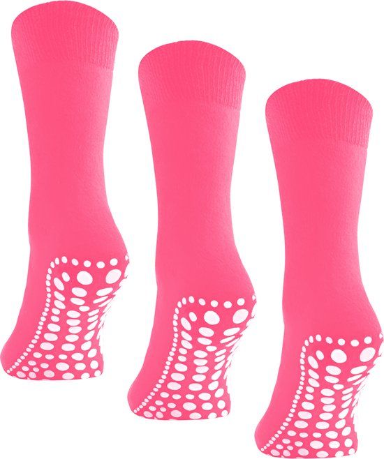 Budino Huissokken Set - Antislip Sokken - 3 Paar - Maat 35-38 - Roze