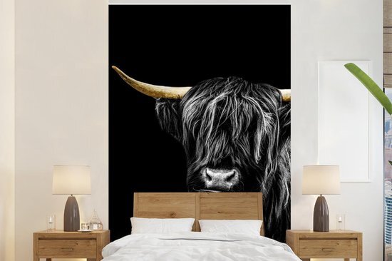 Nr1Wallpaper Behang - Fotobehang Schotse Hooglander - Goud - Zwart - Breedte 195 cm x hoogte 300 cm