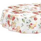 Wasdoek ANRO Tafelkleed Klaprozen Rood Ovaal 160x140cm Met sierband Afwasbaar Waterafstotend Binnen & Buiten