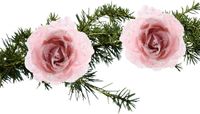 Decoris décoration de Noël rose - 2x pièces - sur clip - rose poudré - D14 cm - plastique