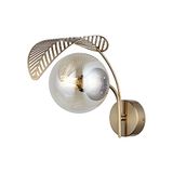 Homemania 1540-52-19 wandlamp Single Ii, Applique, glas, metaal, goud, 15 x 35 x 28 cm, 1 x E27, max. 40 W