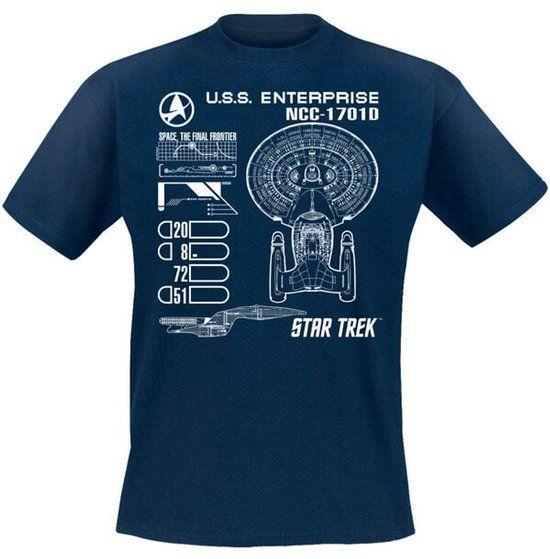 Star Trek Enterprise Heren T-shirt - marineblauw - 5XL