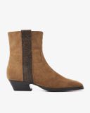 VIA VAI Keira Weston Enkellaarsjes Dames - Suède, Leer - Khaki - Maat 42