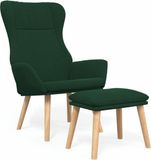 vidaXL Relaxstoel met voetenbank stof donkergroen