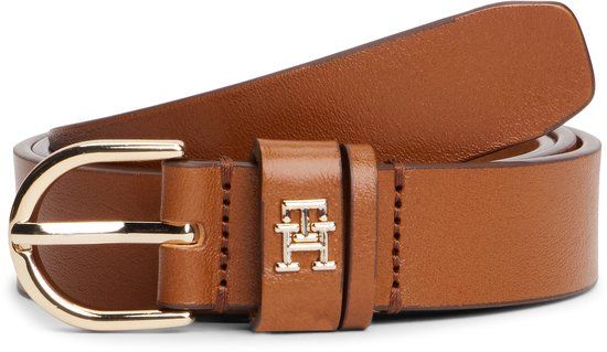 Tommy Hilfiger Essential TH Monogram Leather Belt Bruin