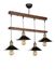 Industriële rustieke Kroonluchter, houten body en metalen cap, diameter 15 cm, hoogte 80 cm, verstelbaar, E27-fitting, bruin en zwart, perfect voor country huizen