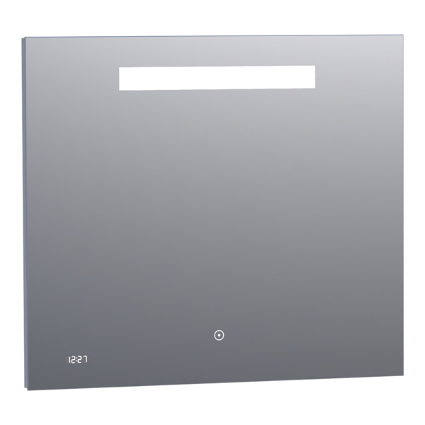 Saniclass Exclusive Line Clock spiegel 80x70cm met verlichting met klok aluminium 3880s