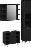 vidaXL Meuble de salle de bain Set 3 pièces Noir Bois traité 30 x 30 x 179,5 cm