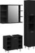 vidaXL Badkamermeubel Set 3 stuks Zwart Bewerkt Hout 30 x 30 x 179,5 cm