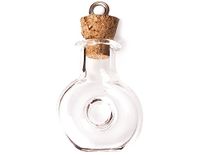INNSPIRO Hanger glazen ronde fles met laag reliëf transparant met kurksluiting 19x29mm
