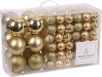 Merkloos / Sans marque Koopman International 94-Delige Kerstboomversiering Kunststof Kerstballen Set Goud