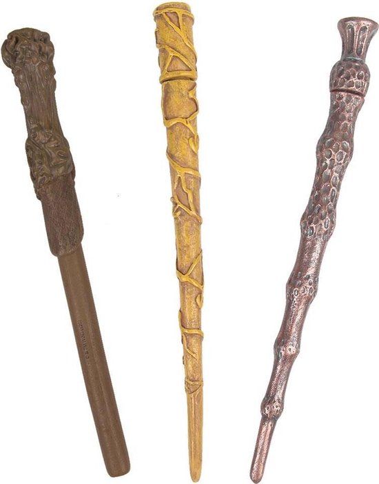 Harry Potter Toverstaf Pennenset - 3 stuks - Bruin - Kunststof