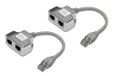 DIGITUS DN-93904 - Netwerkkabeladapter Ca 5e - 2 stuks / 1 paar - 2 signalen over 1 kabel - Cat5e LAN Splitter - Ethernet RJ45 Adapter - Compatibel met PoE Mode A - Zilver