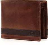 FOSSIL Leren Portemonnee Quinn Coin Pocket Bifold Bruin