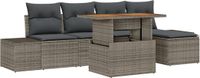 vidaXL Tuinbank - Set - 6 - st - Grijs - Poly - rattan