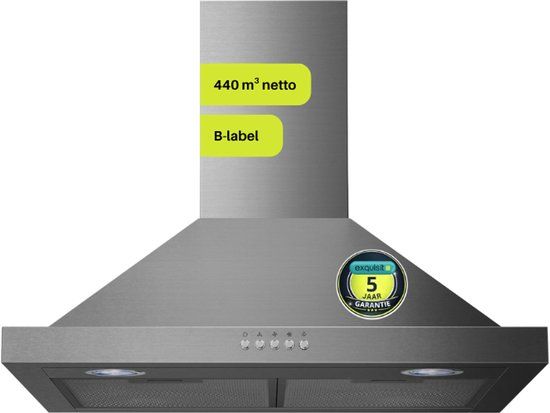 Exquisit KH62-3INOX - Wandschouw Afzuigkap - 60 cm - RVS - 5 Jaar Garantie