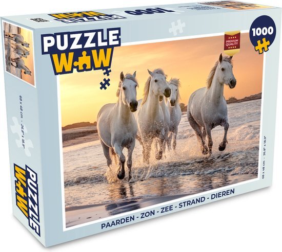 MuchoWow Puzzel Paarden - Zon - Zee - Strand - Dieren - Legpuzzel - Puzzel 1000 stukjes volwassenen - Sinterklaas cadeautjes - Sinterklaas voor grote kinderen