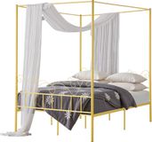 VEVOR Hemelbedframe Queen Size met Hoofdeinde Gouden Ronde metalen Buis Hemelbed