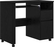 vidaXL Bureau met wielen, zwart eiken, bewerkt hout, 91 x 50 x 77 cm