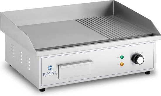 Royal Catering Elektrische grillplaat - 548 x 350 mm - Ribber + Flat - 3.000 W