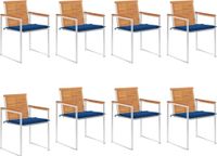 Maison Exclusive - Lot de 8 chaises de jardin avec coussins Bois d'acacia massif