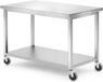 HENDI Werktafel met plank – roestvast staal – 1200x600x850 mm – mobiele tafel met zwenkwielen