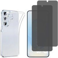 Phonillico® Case voor Samsung Galaxy S25 en 2 Zwart gehard glas Anti Spy Glass Screenprotector