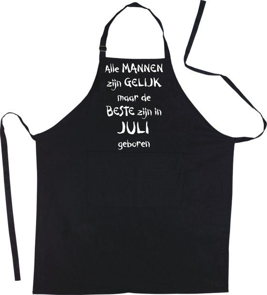 mijncadeautje - Luxe schort - zwart - Alle mannen zijn gelijk - juli - 8030310068102
