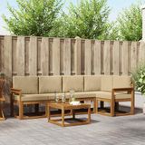 vidaXL Acacia Hout Bank Loungeset Natuurlijk en Beige 5-zits Inclusief Tafel